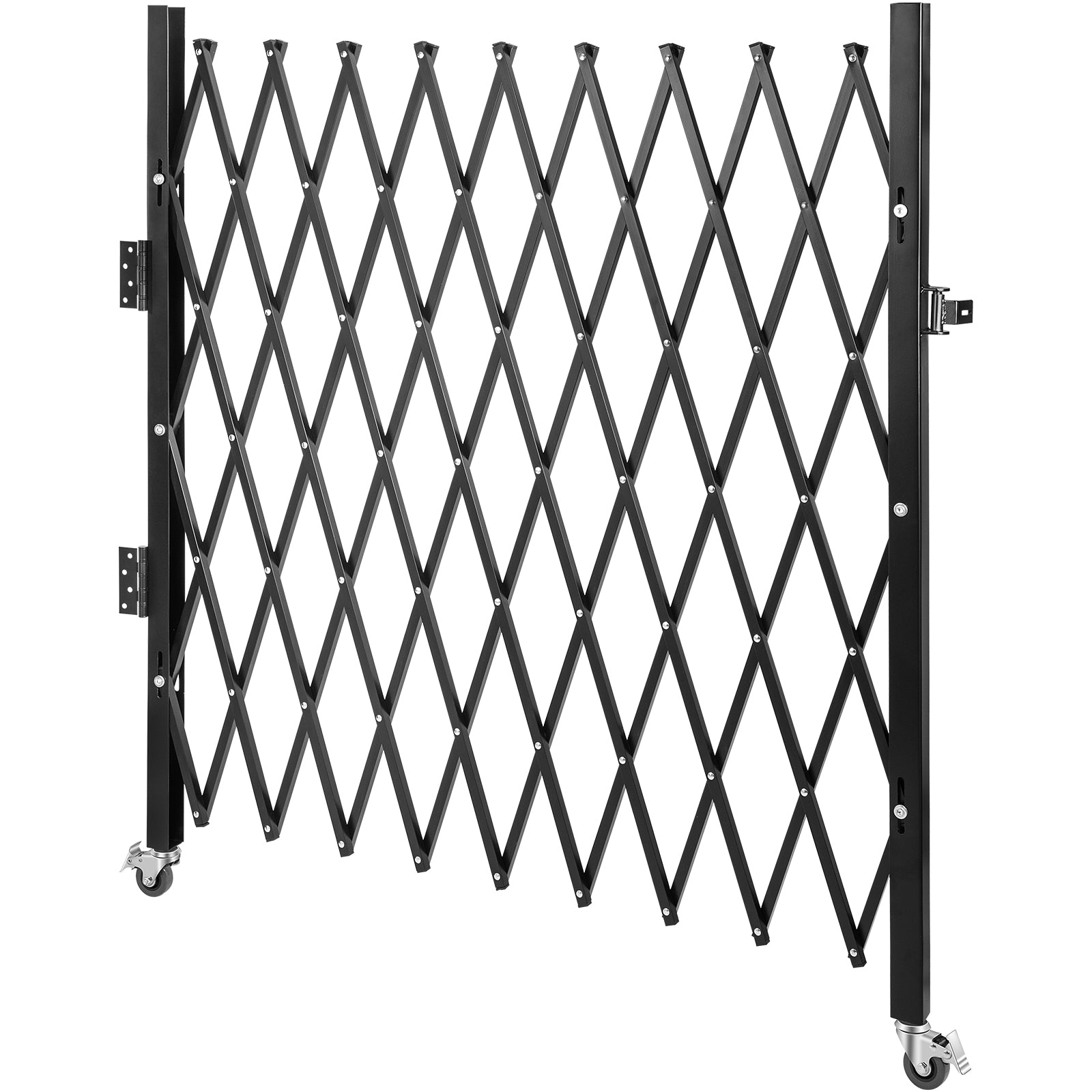 Single Folding Security Gate, 7 ft H x 7 ft W Folding Door Gate, Steel Accordion Security Gate, Flexible Expanding Security Gate, 360° Rolling Barricade Gate, Scissor Gate/Door with Padlock