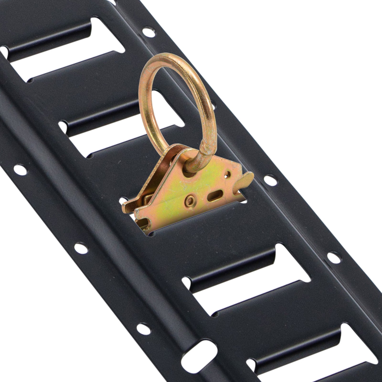 E Track Tie-Down Rail Kit, 30PCS 5FT E-Tracks Set Includes 4 Steel Rails & 2 Single Slot & 8 O Rings & 8 Tie-Offs w/D-Ring & 8 End Caps, Securing Accessories for Cargo, Motorcycles, and Bikes