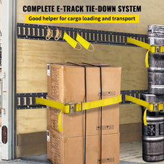 E Track Tie-Down Rail Kit, 30PCS 5FT E-Tracks Set Includes 4 Steel Rails & 2 Single Slot & 8 O Rings & 8 Tie-Offs w/D-Ring & 8 End Caps, Securing Accessories for Cargo, Motorcycles, and Bikes