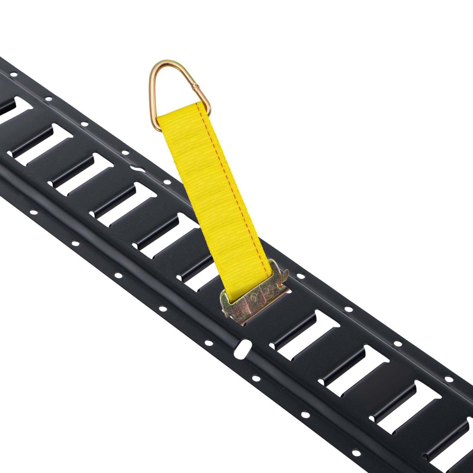 E Track Tie-Down Rail Kit, 30PCS 5FT E-Tracks Set Includes 4 Steel Rails & 2 Single Slot & 8 O Rings & 8 Tie-Offs w/D-Ring & 8 End Caps, Securing Accessories for Cargo, Motorcycles, and Bikes
