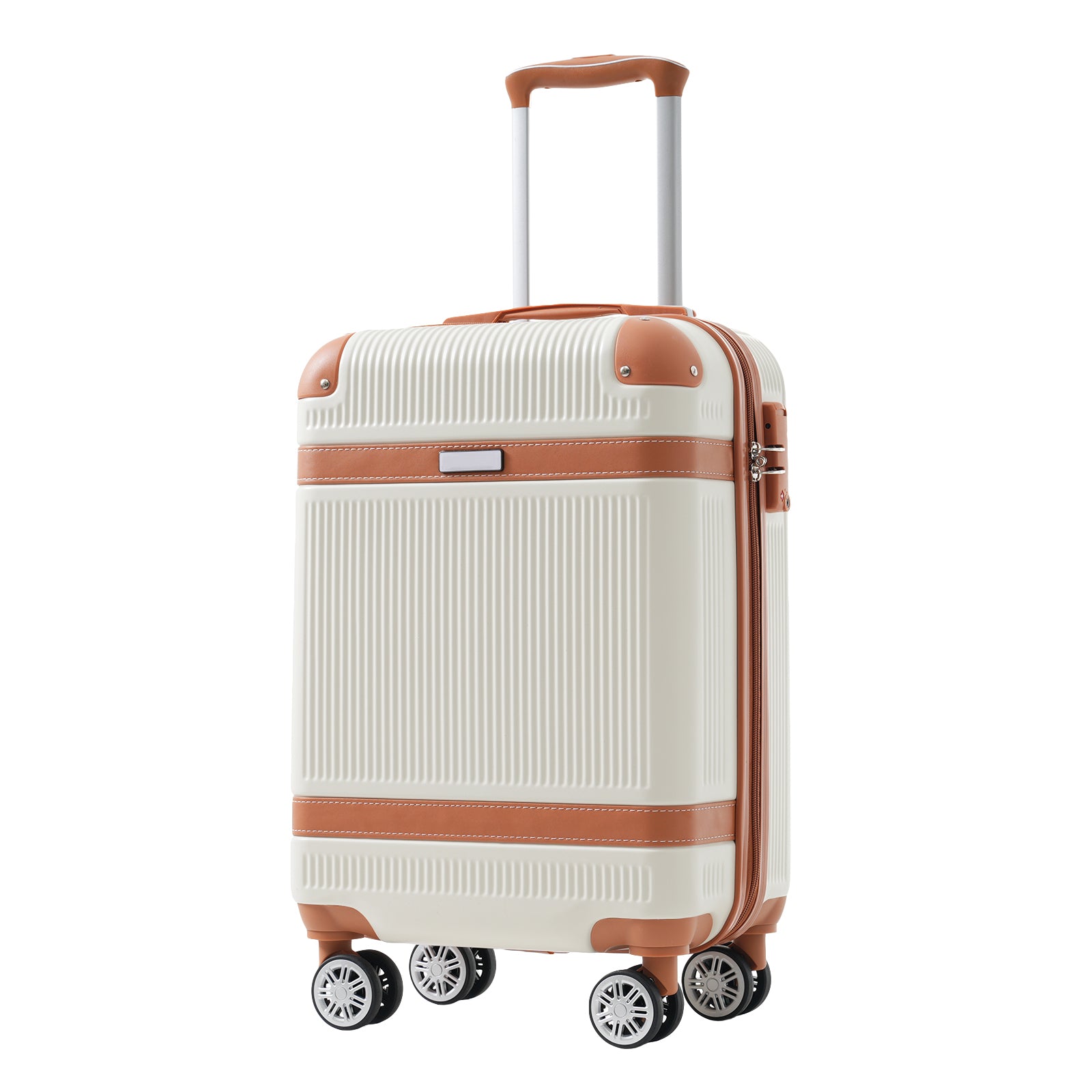 Hardshell Luggage Set 3-Piece, 20 Inch Carry-On Suitcase with Spinner Wheels TSA Lock, Lightweight Durable ABS for Travel Business, Cream