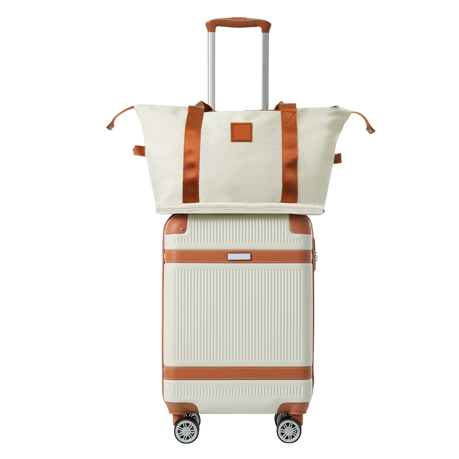 Hardshell Luggage Set 3-Piece, 20 Inch Carry-On Suitcase with Spinner Wheels TSA Lock, Lightweight Durable ABS for Travel Business, Cream