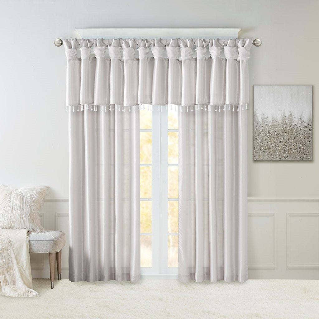 Twist Tab Lined Window Curtain Panel Silver 50x95"