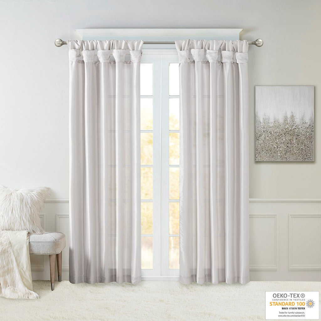 Twist Tab Lined Window Curtain Panel Silver 50x95"