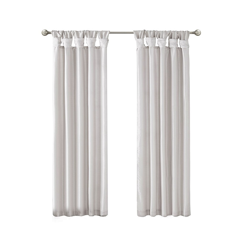 Twist Tab Lined Window Curtain Panel Silver 50x95"