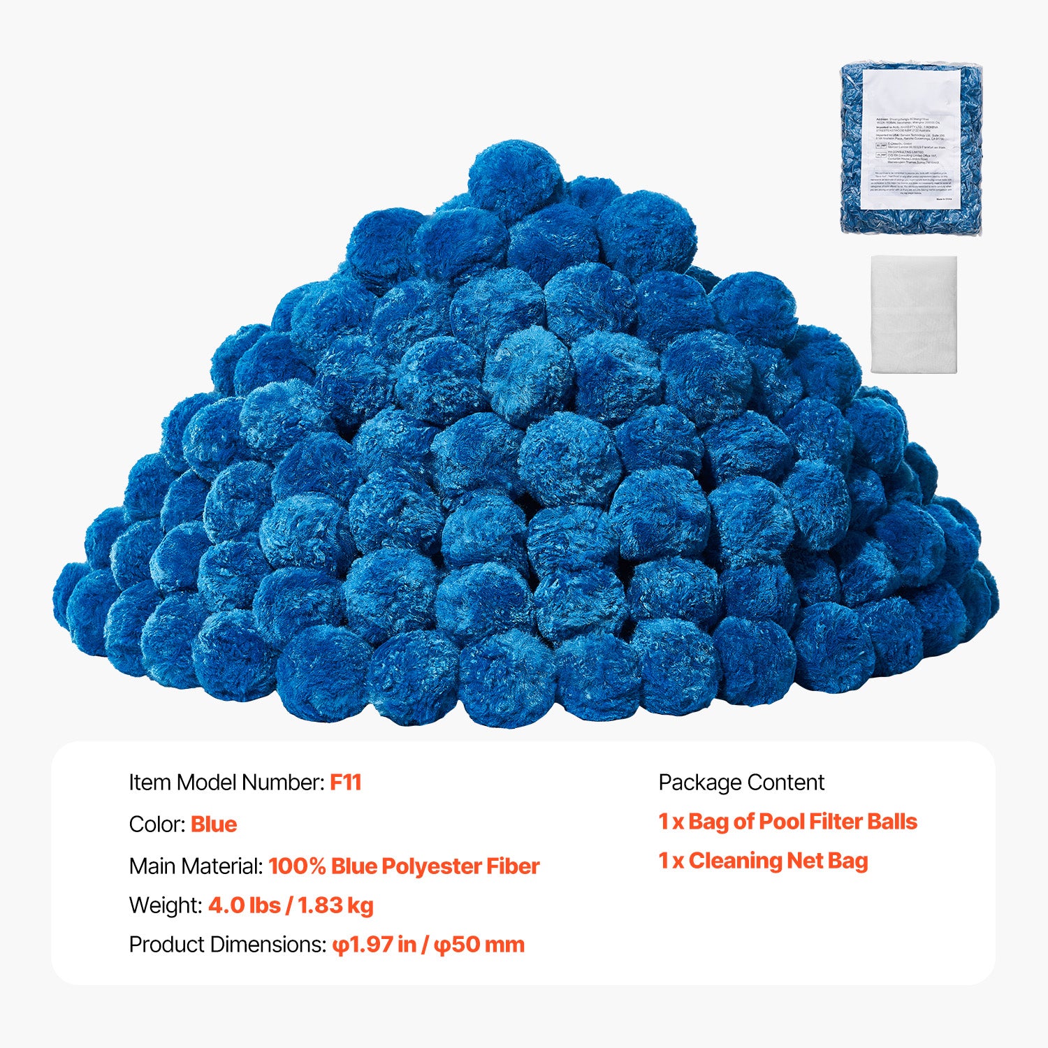 Pool Filter Balls for Sand Filter Pump Swimming Pool 4 lbs Reusable Blue