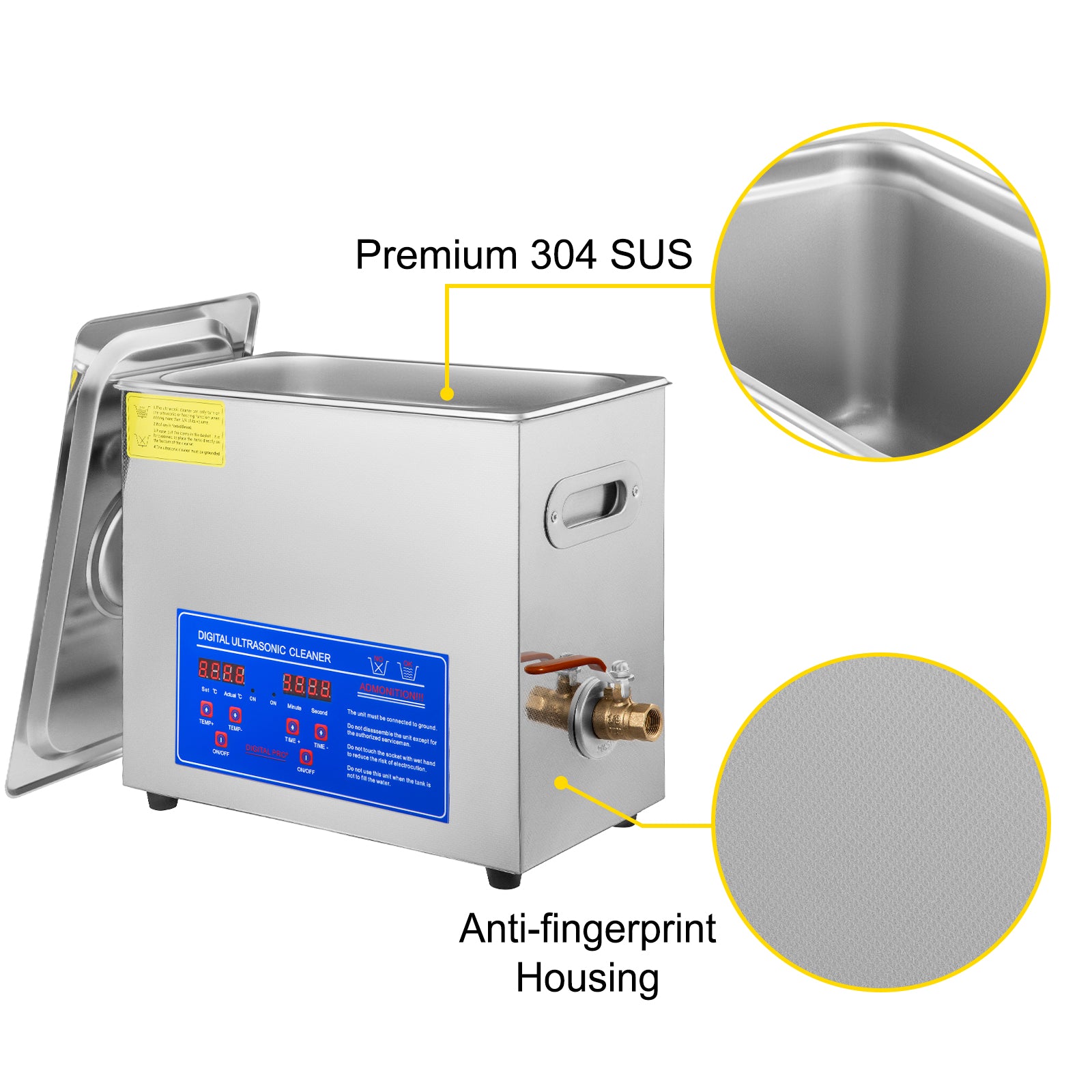 Ultrasonic Cleaner 6L Ultrasonic Vinyl Cleaner 7-12 Inch 8 Records Ultrasonic Vinyl Cleaning Machine 180W Ultrasonic Records Cleaner with Drying Rack for Home Store
