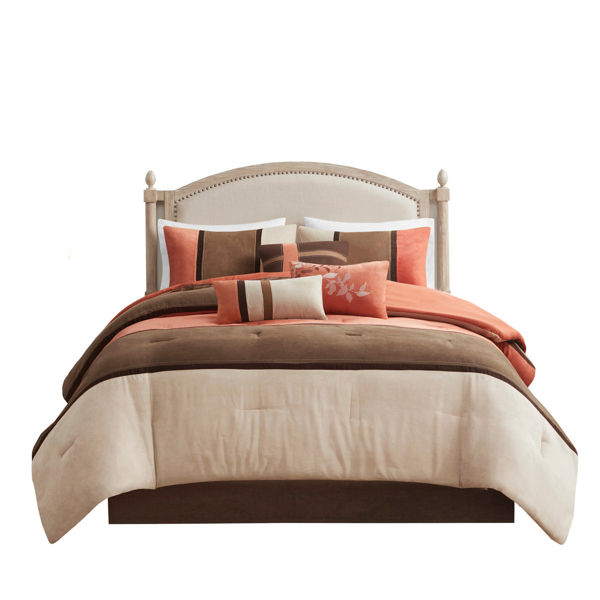 7 Piece Faux Suede Comforter Set Coral Queen