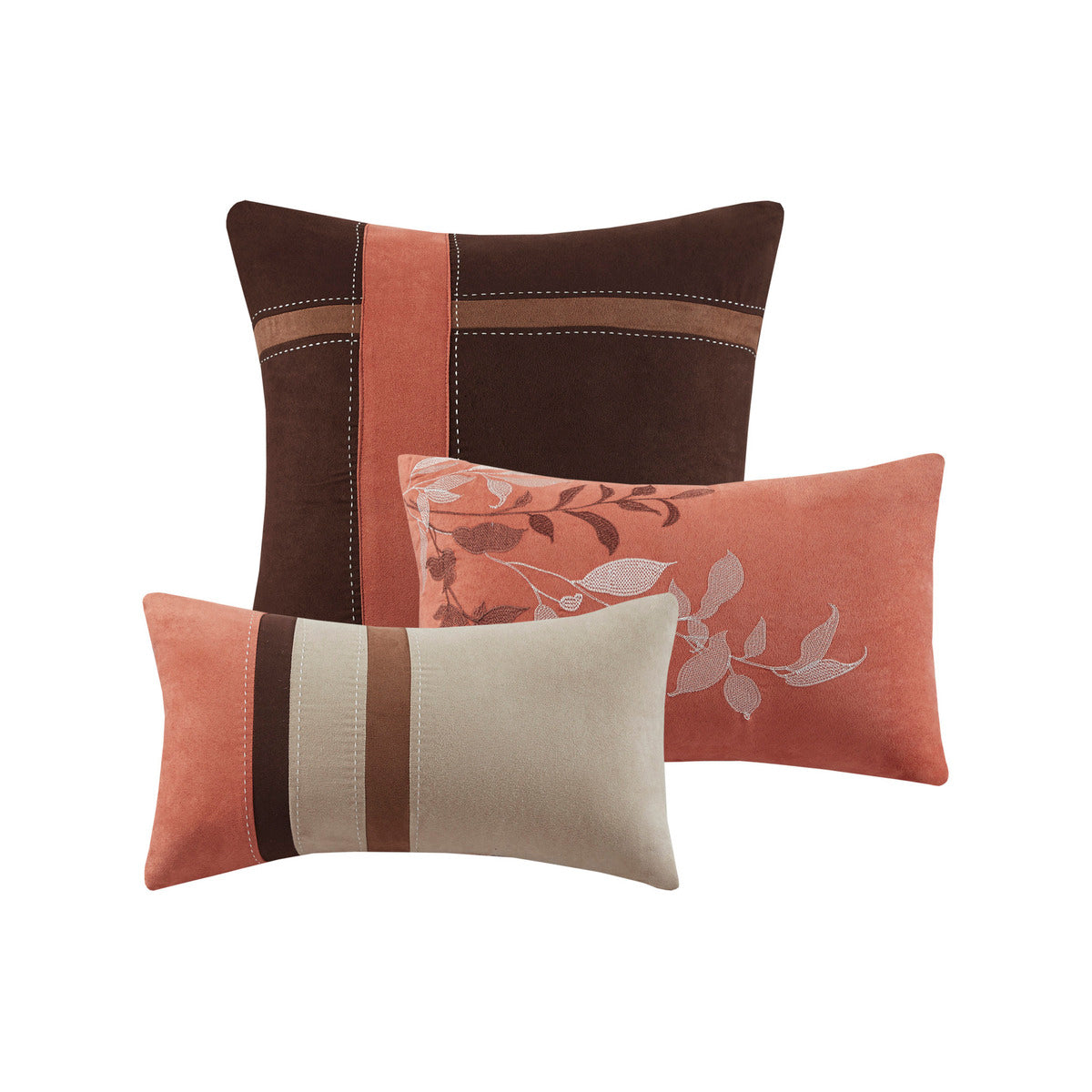 7 Piece Faux Suede Comforter Set Coral Queen
