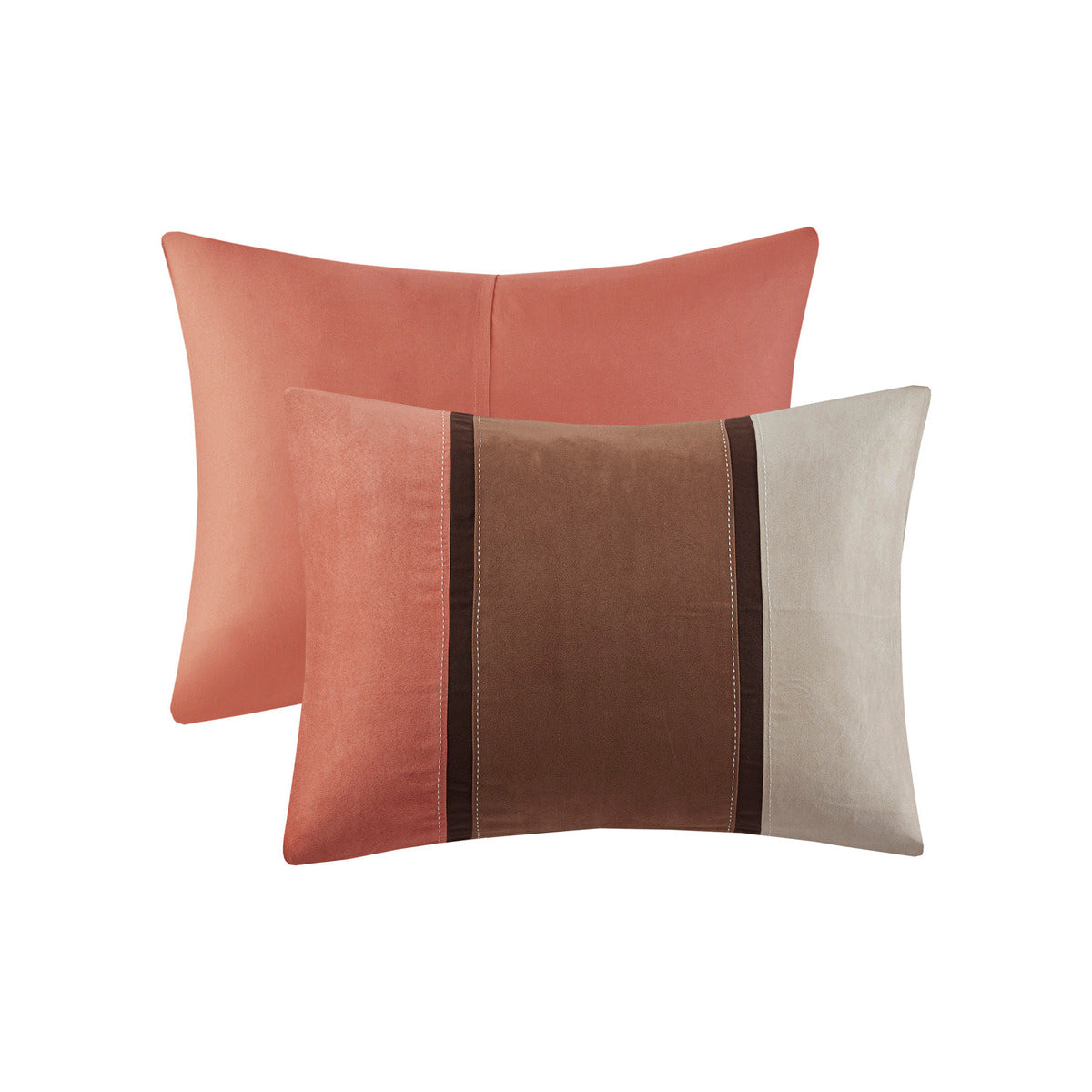 7 Piece Faux Suede Comforter Set Coral Queen