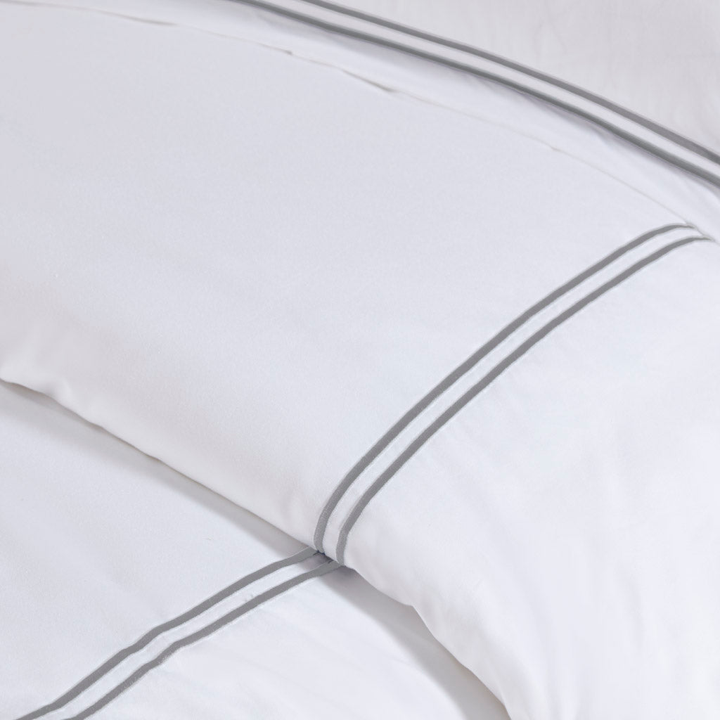 King/Cal King 100% Cotton Sateen Embroidered Comforter Set