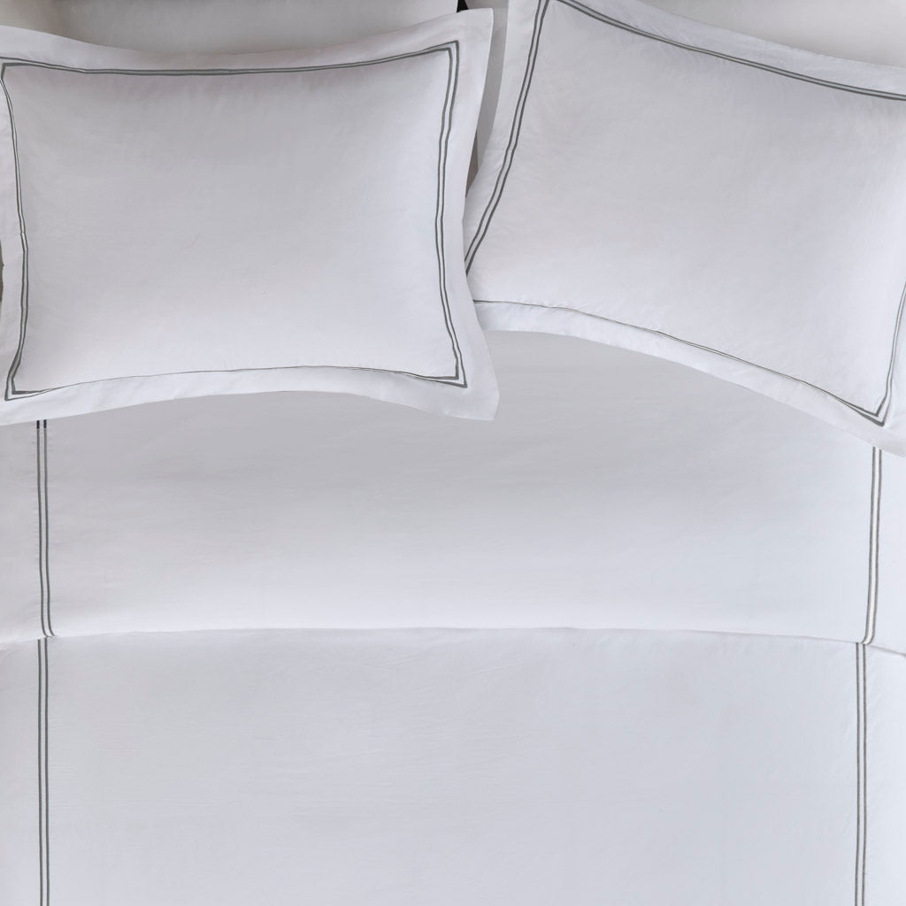 King/Cal King 100% Cotton Sateen Embroidered Comforter Set