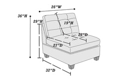 Living Room Furniture Tufted Armless Chair Grey Linen Like Fabric 1pc Armless Chair Cushion Nail heads Wooden Legs