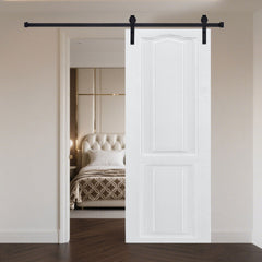 CNC crafted modern door 3/4" thick 12 in. x 80 in. MDF White Barn Sliding Door With Hardware kit