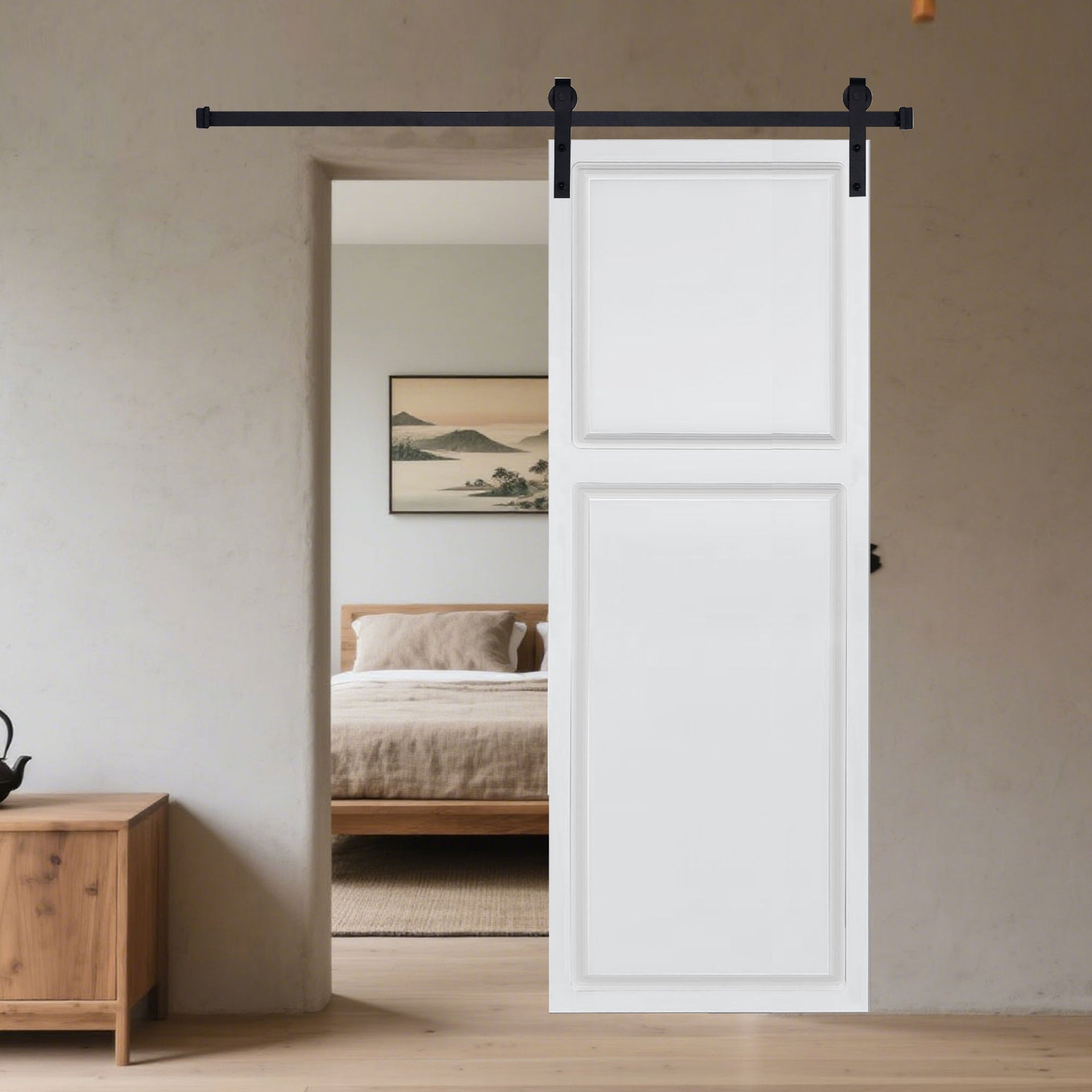 2-Panel Cottage style  door 3/4" thick 15 in. x 80 in. MDF White Barn Sliding Door With Hardware kit