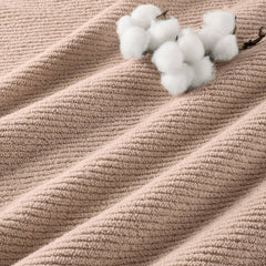 6-Piece 100% Cotton Quick Dry Diagonal Ribbed 6pcs Towel Set, Beige