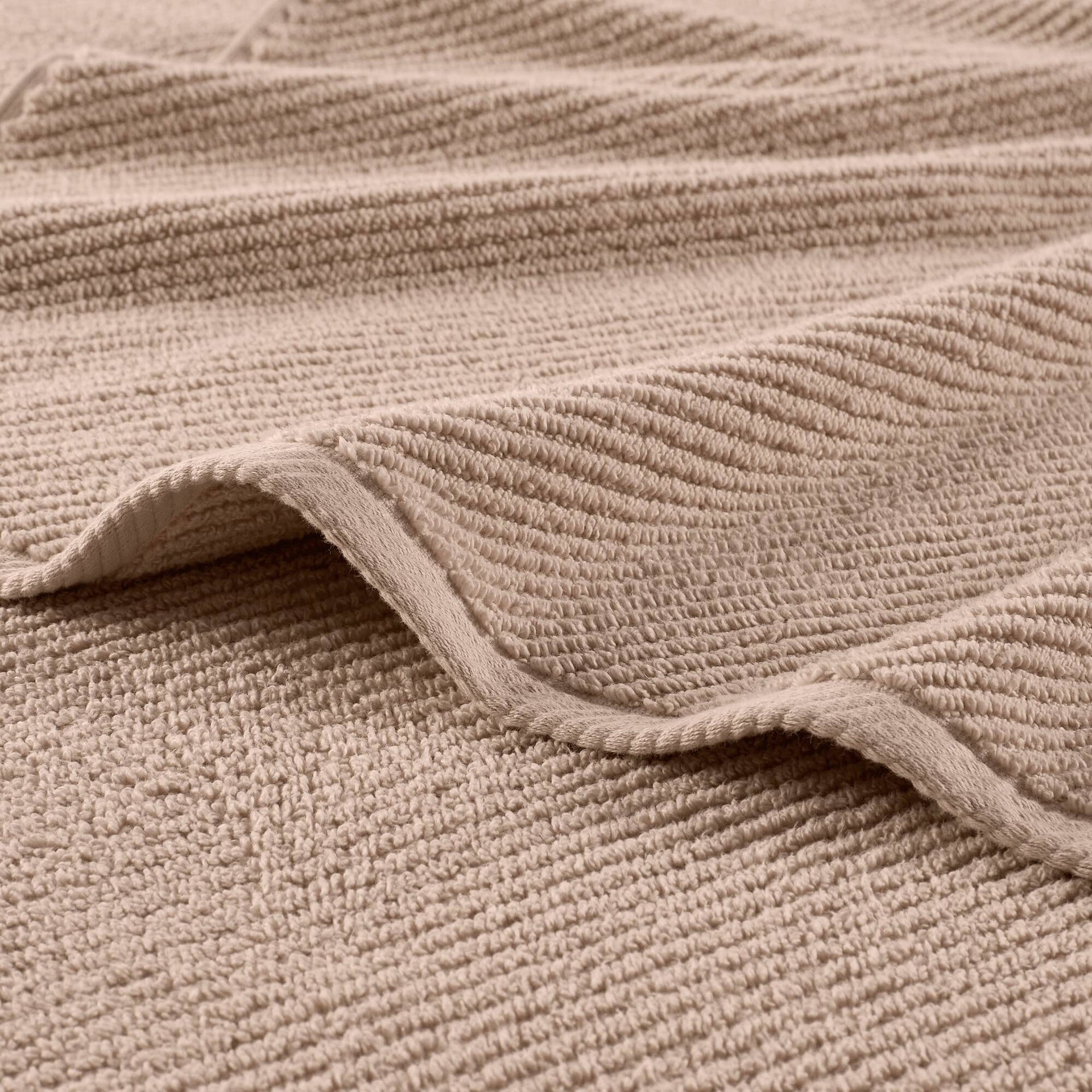 6-Piece 100% Cotton Quick Dry Diagonal Ribbed 6pcs Towel Set, Beige