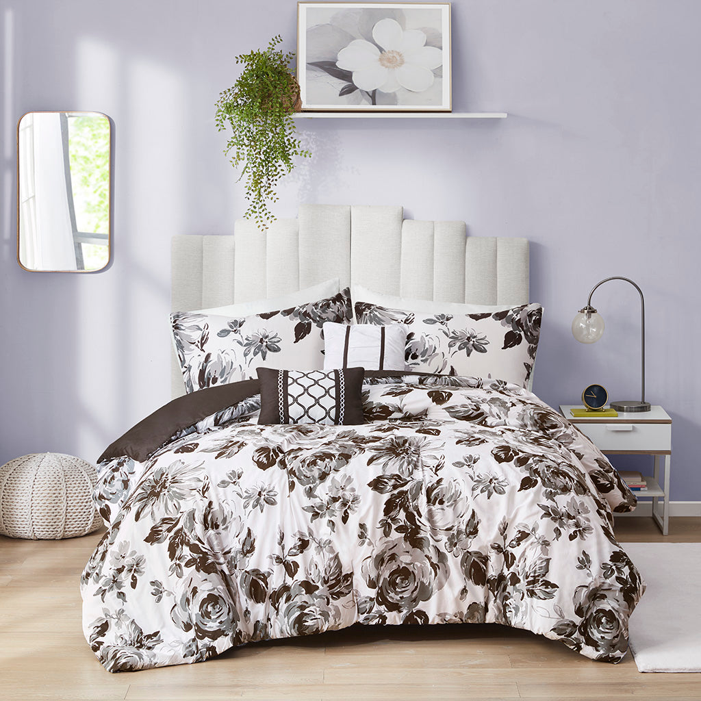 Full/Queen Floral Print Comforter Set