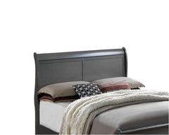 Classic Contemporary Queen Size Bed Gray Louis Phillipe Solidwood 1pc Bed Bedroom Sleigh Bed Furniture