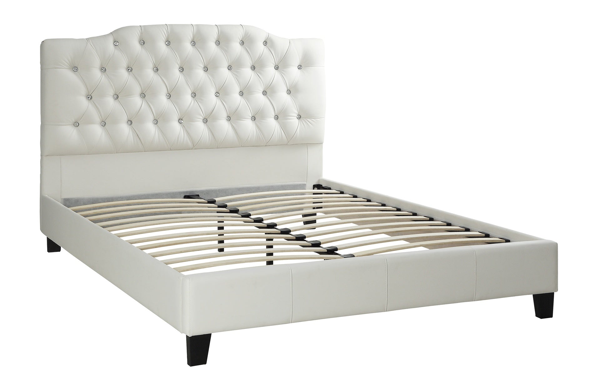 Gorgeous Off-White / Beige Faux Leather Full Size Bed 1pc Bedframe Modern Tufted Upholstered Headboard Bedroom Furniture