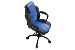 Gaming Office Chair Blue And Black Faux Leather 1pc Chairs Casters Plush Padded Chair w Arms Comfortable Modern Stylish