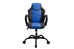 Gaming Office Chair Blue And Black Faux Leather 1pc Chairs Casters Plush Padded Chair w Arms Comfortable Modern Stylish