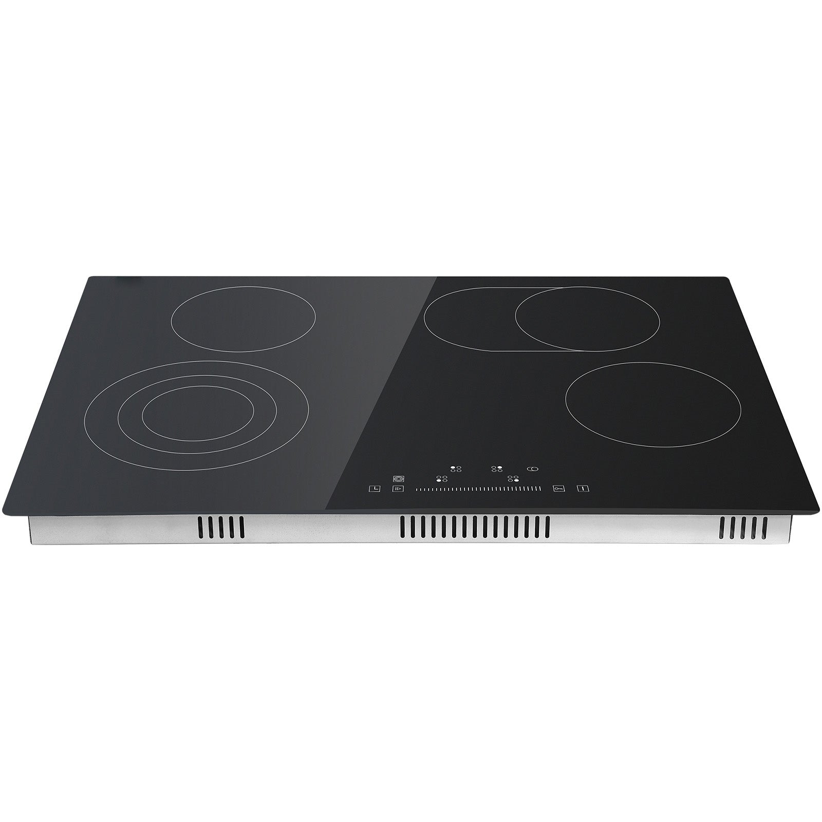 Built in Electric Stove Top, 30.3 x 20.5 inch 4 Burners, 240V Glass Radiant Cooktop with Sensor Touch Control, Timer & Child Lock Included, 9 Power Levels for Simmer Steam Slow Cook Fry