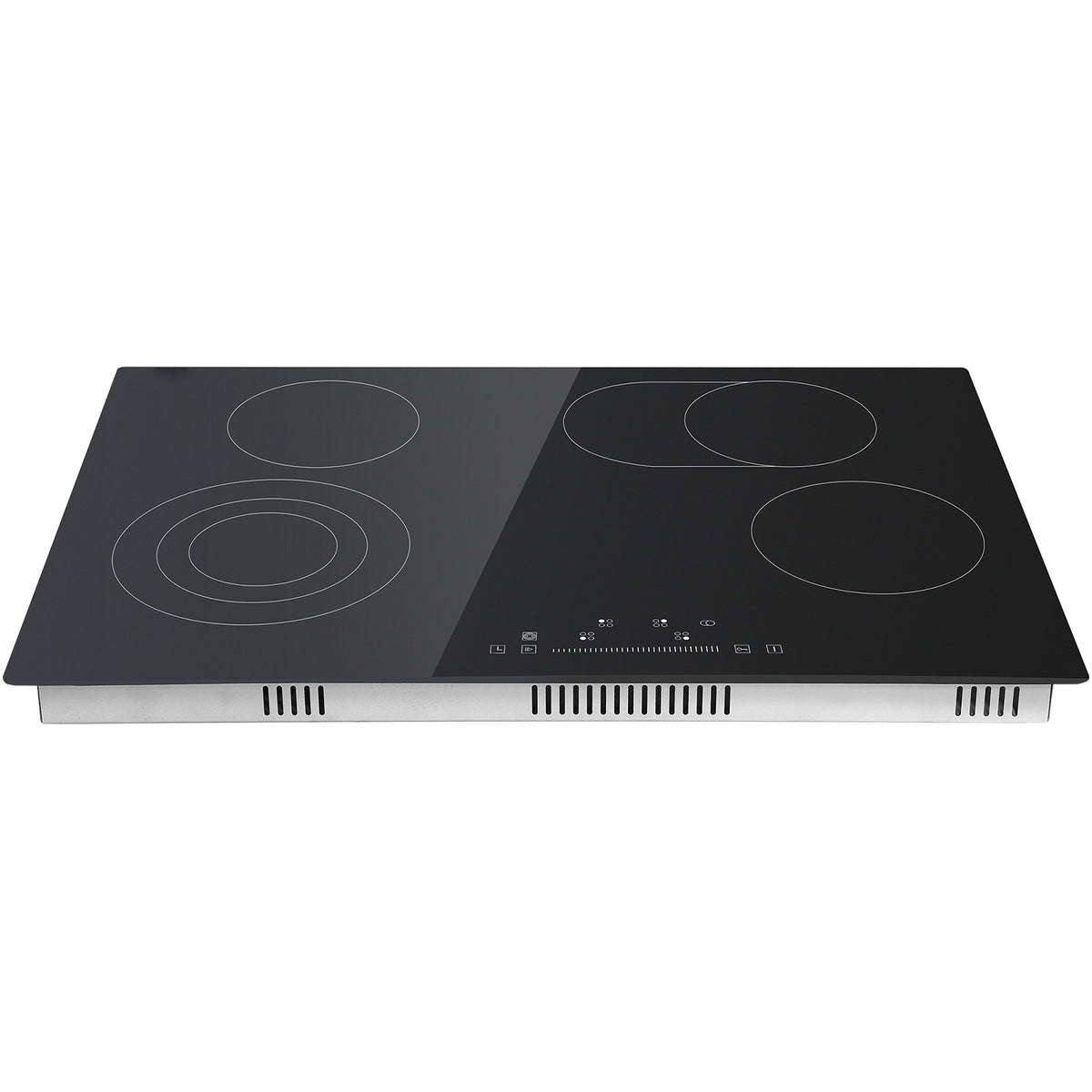 Built in Electric Stove Top, 30.3 x 20.5 inch 4 Burners, 240V Glass Radiant Cooktop with Sensor Touch Control, Timer & Child Lock Included, 9 Power Levels for Simmer Steam Slow Cook Fry