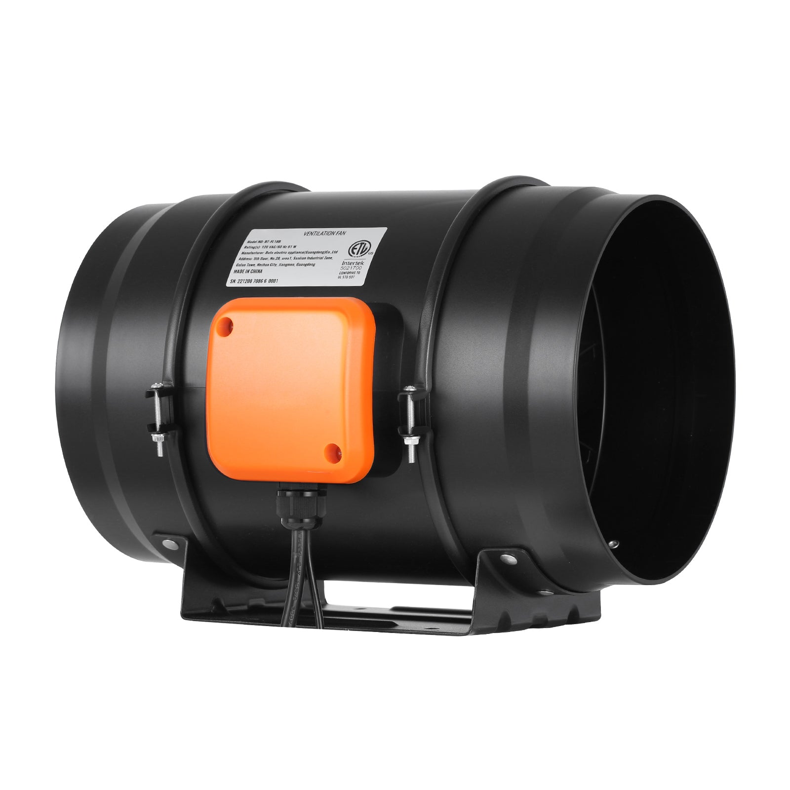 8 Inch Inline Duct Fan HVAC Exhaust Blower Kit AC Variable Speed Control