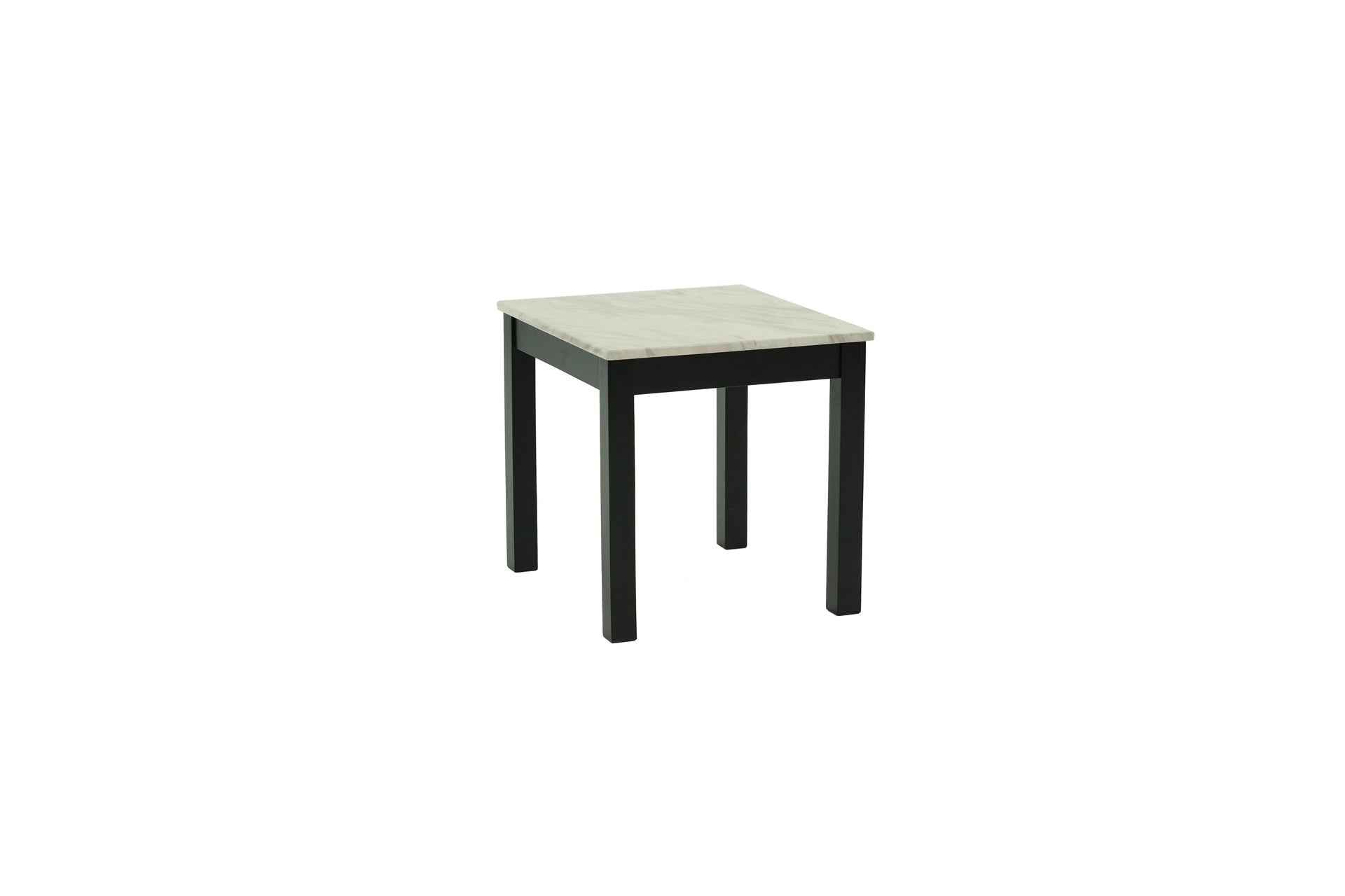 Majestic Beautiful White Faux Marble Top 1x Coffee Table and 2x End Tables 3pc Coffee Table Set Black Legs Living Room Furniture