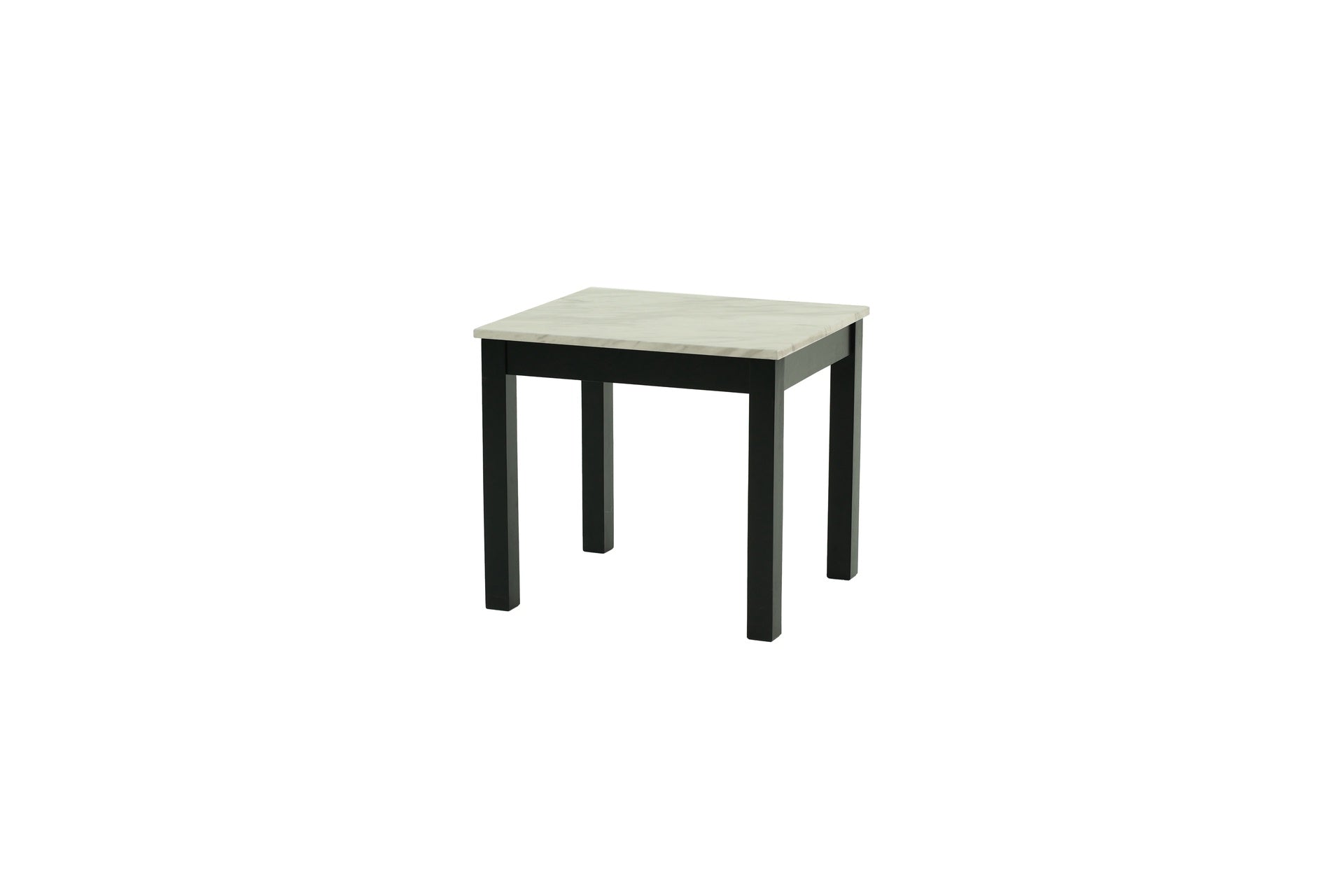 Majestic Beautiful White Faux Marble Top 1x Coffee Table and 2x End Tables 3pc Coffee Table Set Black Legs Living Room Furniture