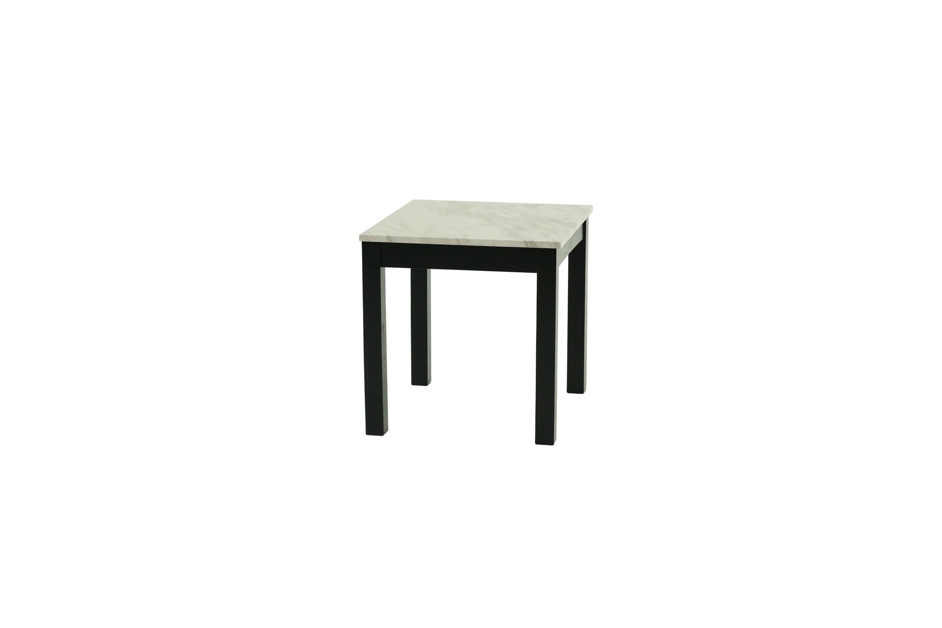 Majestic Beautiful White Faux Marble Top 1x Coffee Table and 2x End Tables 3pc Coffee Table Set Black Legs Living Room Furniture