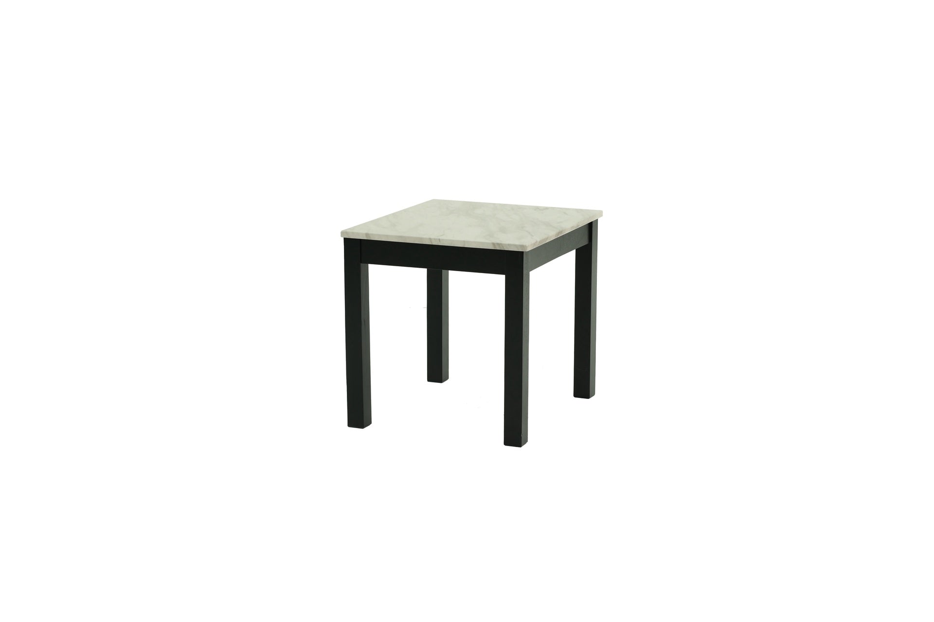 Majestic Beautiful White Faux Marble Top 1x Coffee Table and 2x End Tables 3pc Coffee Table Set Black Legs Living Room Furniture
