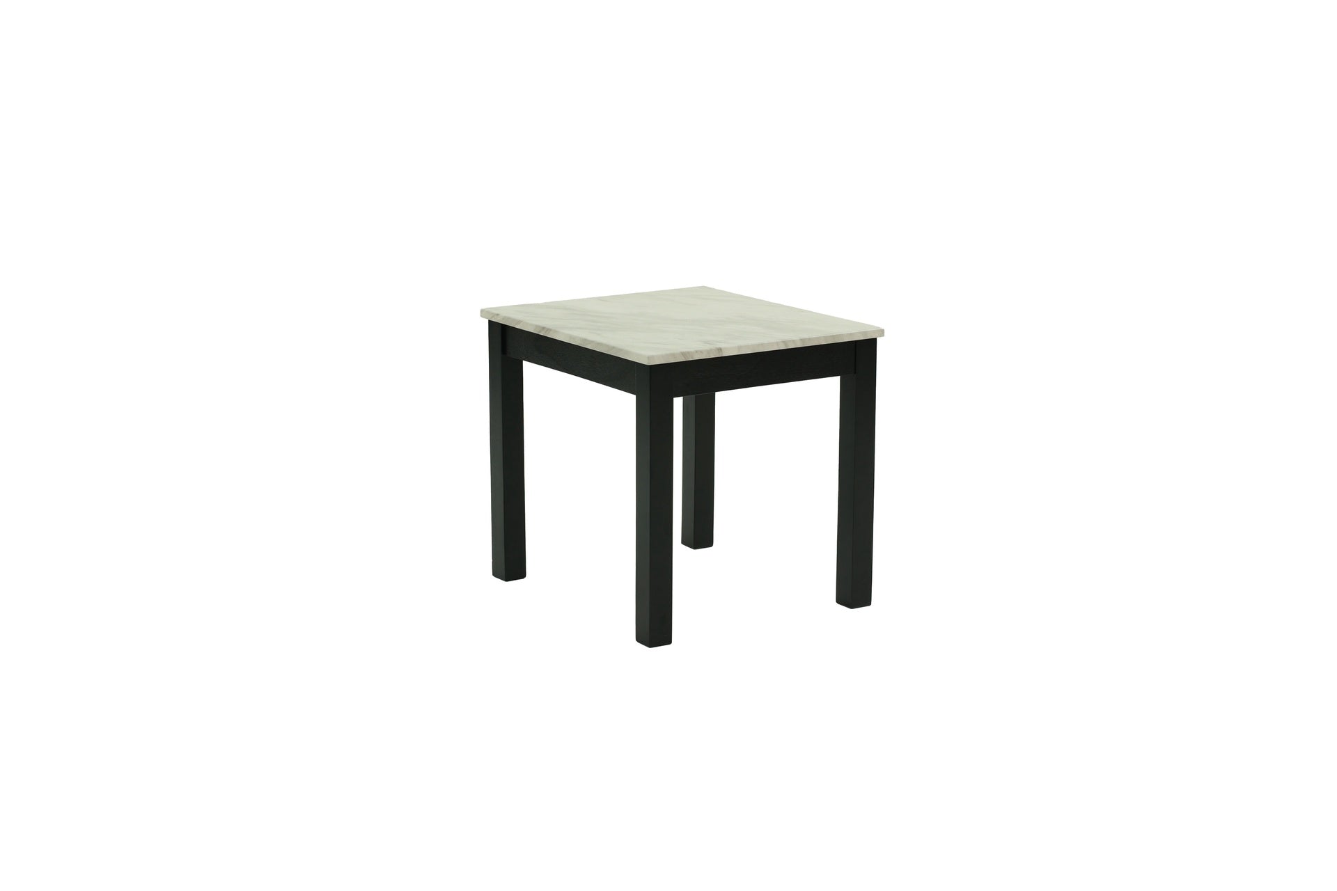 Majestic Beautiful White Faux Marble Top 1x Coffee Table and 2x End Tables 3pc Coffee Table Set Black Legs Living Room Furniture