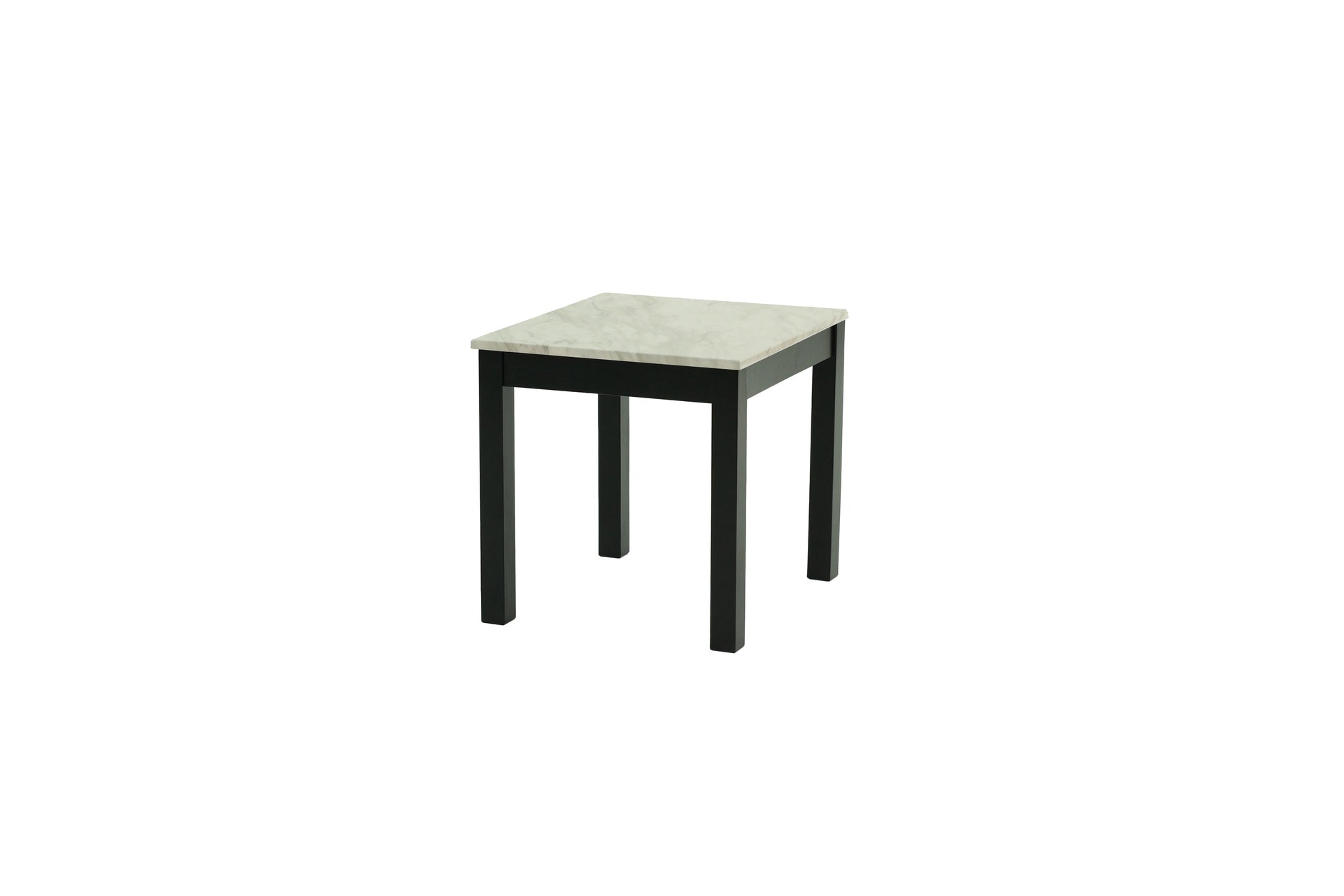Majestic Beautiful White Faux Marble Top 1x Coffee Table and 2x End Tables 3pc Coffee Table Set Black Legs Living Room Furniture