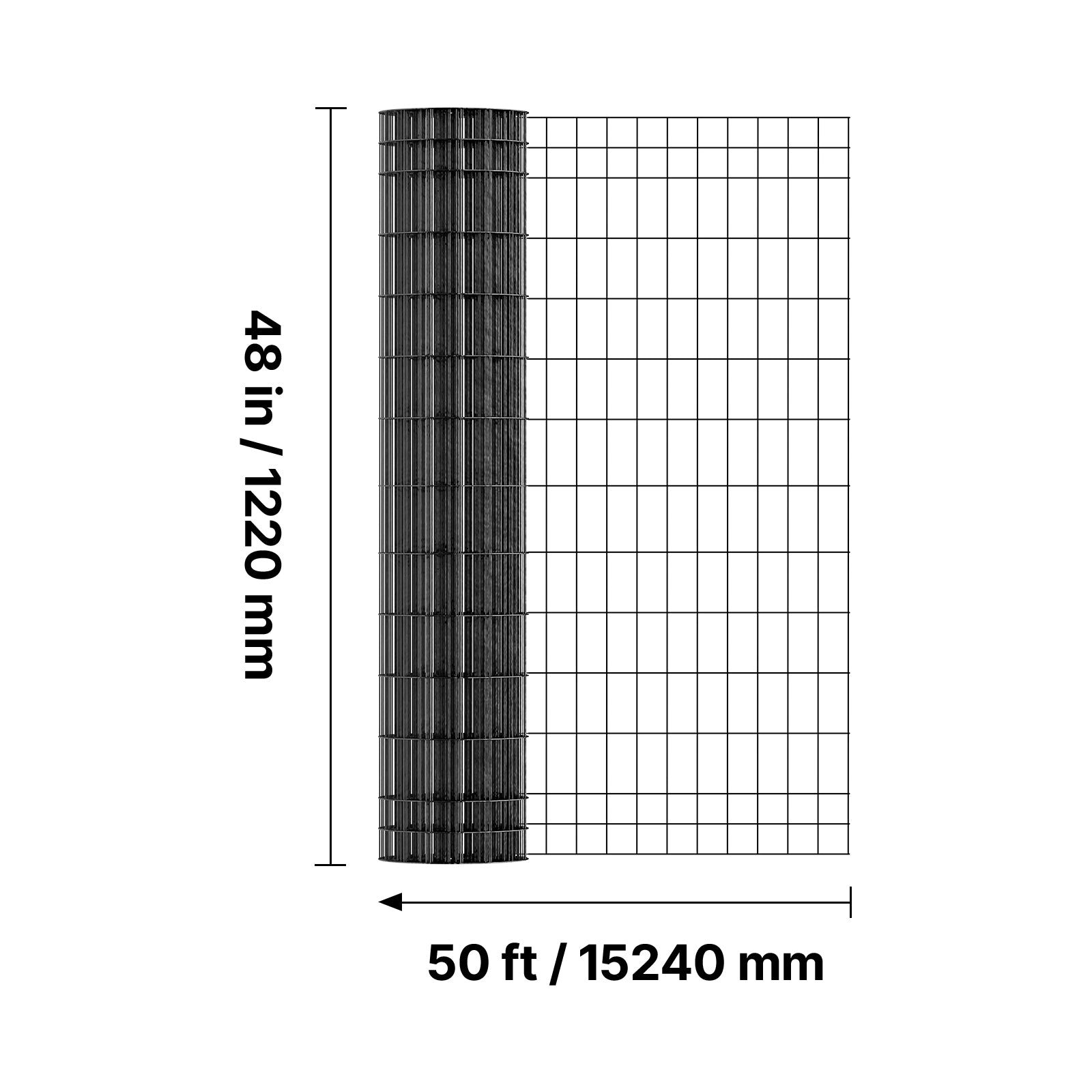 Farm Fence, 48 in x 50 ft, 2 x 4 in Mesh 14 Gauge Galvanized Steel Wire Fencing for Cattle, Hog & Sheep , Heavy Duty Vinyl Coated Livestock Fence for Animal Enclosures, Cage Wire, Garden Fences