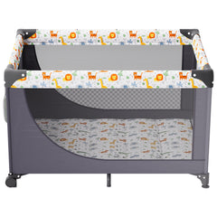 Baby Playpen Quick-Folding Portable Baby Toddler Fence Play Yard & Wheels