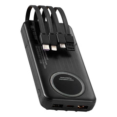 Portable Charger, with Built-in Cables, 10000 mAh Travel Battery Pack, 6 Outputs 3 Inputs Fast Charging Power Bank with USB Type-C Micro-B Input, Smart LED Display, for iPhone, Samsung, Android