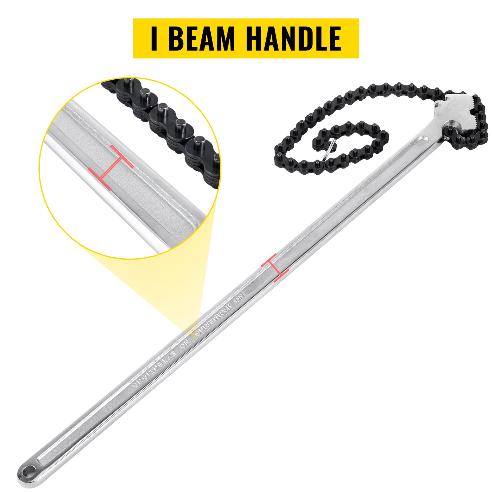 24inch Chain Wrench Carbon Steel Chain Pipe Wrench Heavy Duty 6.7inch Diameter Capacity Chain Strap Filter Wrench