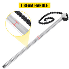 24inch Chain Wrench Carbon Steel Chain Pipe Wrench Heavy Duty 6.7inch Diameter Capacity Chain Strap Filter Wrench