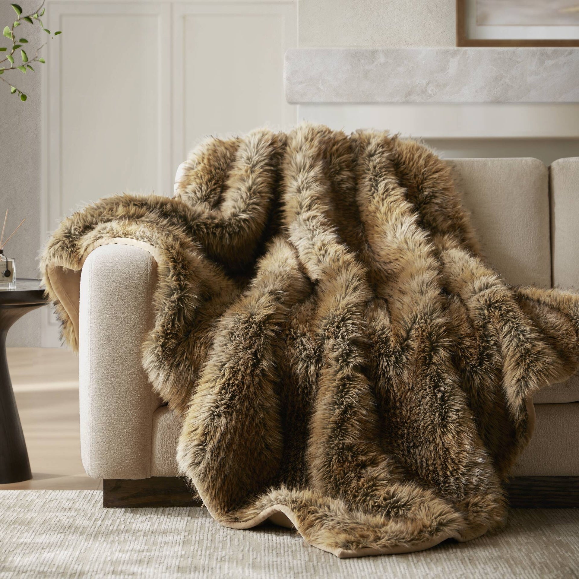 1-Piece 60x80" Faux Fur Throw Blanket,Bobcat