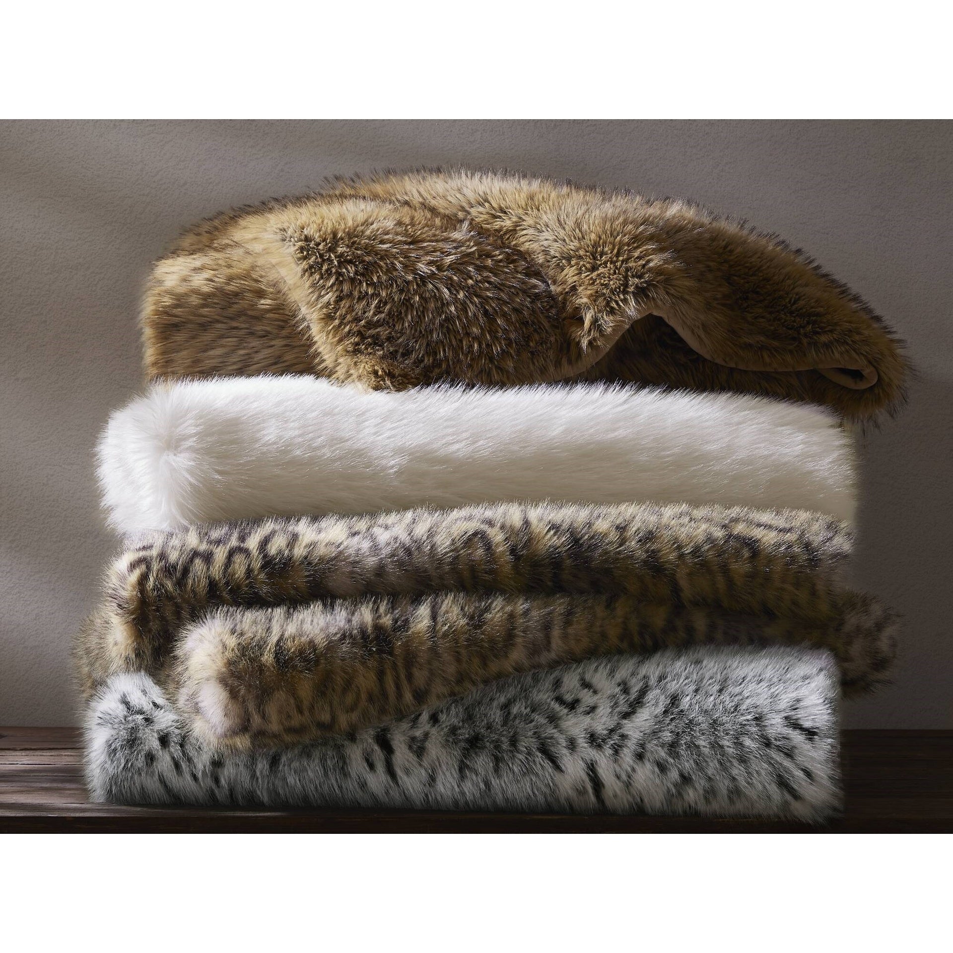 1-Piece 60x80" Faux Fur Throw Blanket,Bobcat