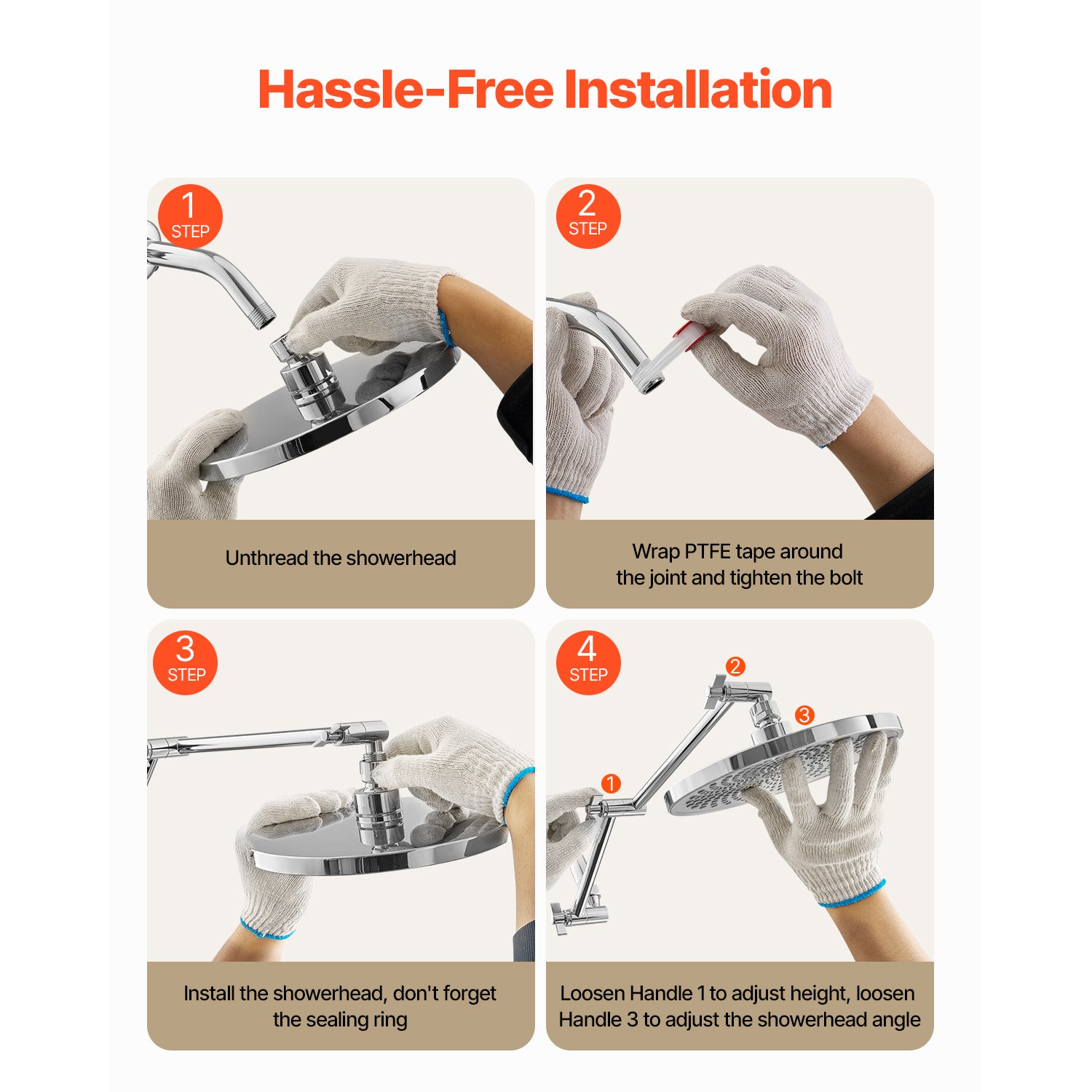 Shower Head Extension Arm Extender 16 in Adjustable Angle Height G1/2 Universal