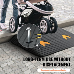 Upgraded Rubber Threshold Ramp, 3.5" Rise Door Ramp with 1 Channel, Natural Rubber Car Ramp with Non-Slip Textured Surface, 33069 lbs Load Capacity Curb Ramp for Wheelchair and Scooter