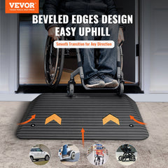 Upgraded Rubber Threshold Ramp, 3.5" Rise Door Ramp with 1 Channel, Natural Rubber Car Ramp with Non-Slip Textured Surface, 33069 lbs Load Capacity Curb Ramp for Wheelchair and Scooter