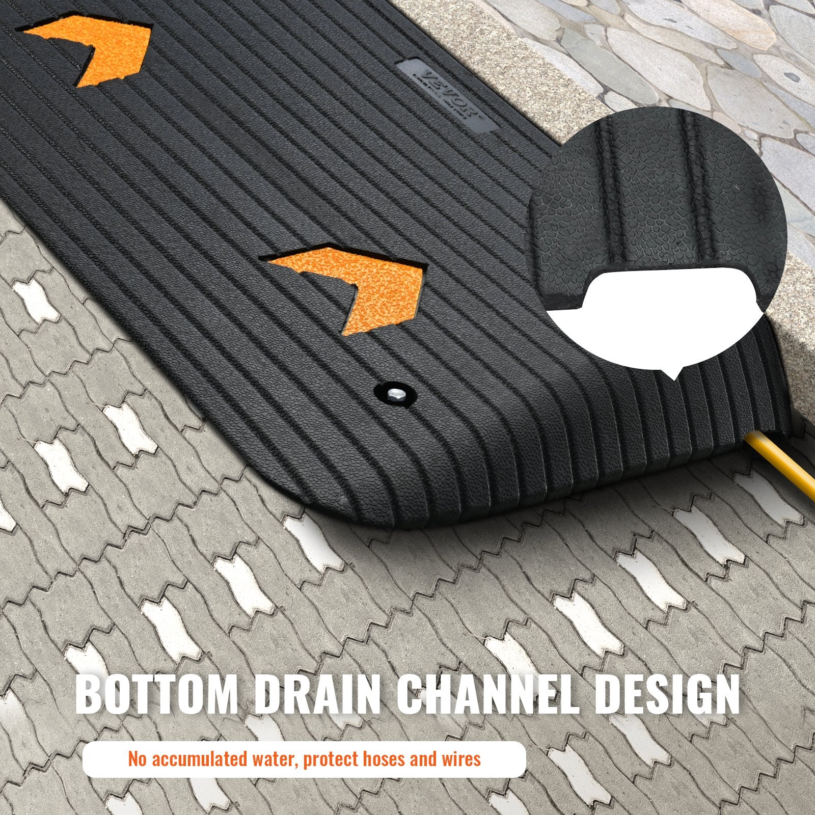 Upgraded Rubber Threshold Ramp, 3.5" Rise Door Ramp with 1 Channel, Natural Rubber Car Ramp with Non-Slip Textured Surface, 33069 lbs Load Capacity Curb Ramp for Wheelchair and Scooter