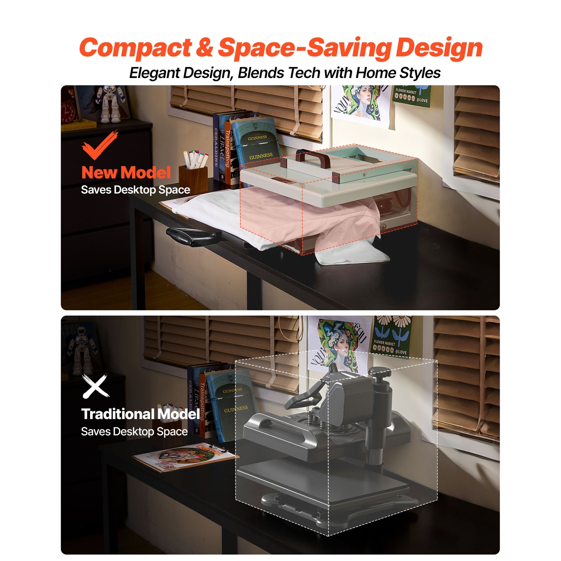 Hybrid Heat Press, 15 x 15 inch, 5-in-1 Multifunction, Heat Up Fast and Even, All-New Patented Design, Easy to Control, Sublimation Press Machine for T-shirts/Tumblers/Caps/Plates, Light Green