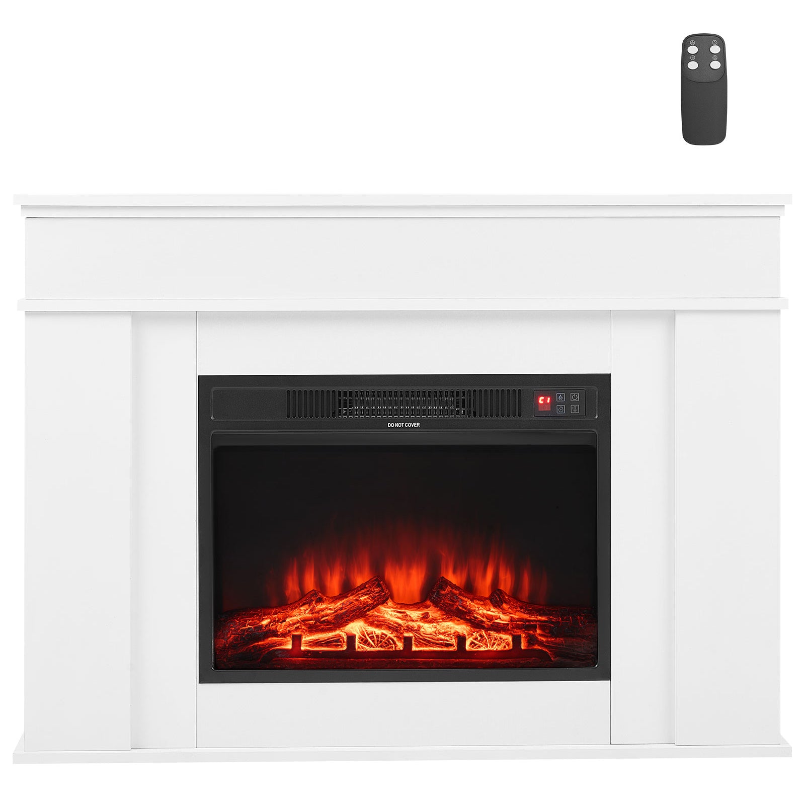 43 inch Freestanding Fireplaces, 1500W 5120BTU Fake Electric Fireplace Stove Heater with Mantel, Overheating Protection, Adjustable Flames,Timer, Remote, for Living Room,Bedroom,White
