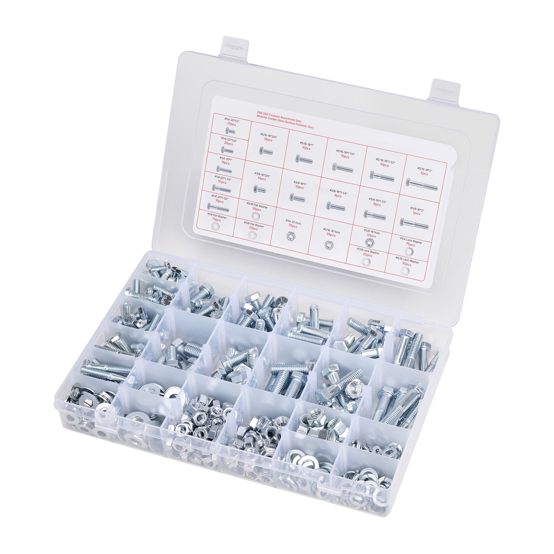 566 Pcs Bolts Nuts Assortment Kit Imperial Alloy Steel for Furniture