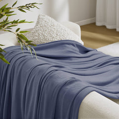 1-Piece Twin Rayon from Bamboo Cotton Blanket, Navy